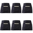 thumbnail image 1 of 6 Pack Black Waist Aprons With 3 Pockets - Half Aprons For Waitress Waiter 24 X 12 Inch Server Apro, 1 of 5