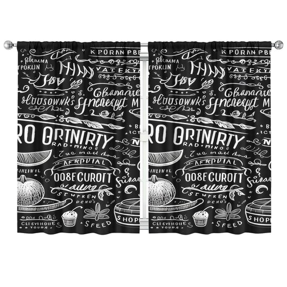 Kitchen Food Colorful Cooking Chef Curtains-blackout Curtains Bedroom Decor Living Room Darkening Grommet Window Drapes 2 Panels Set 41"x63"