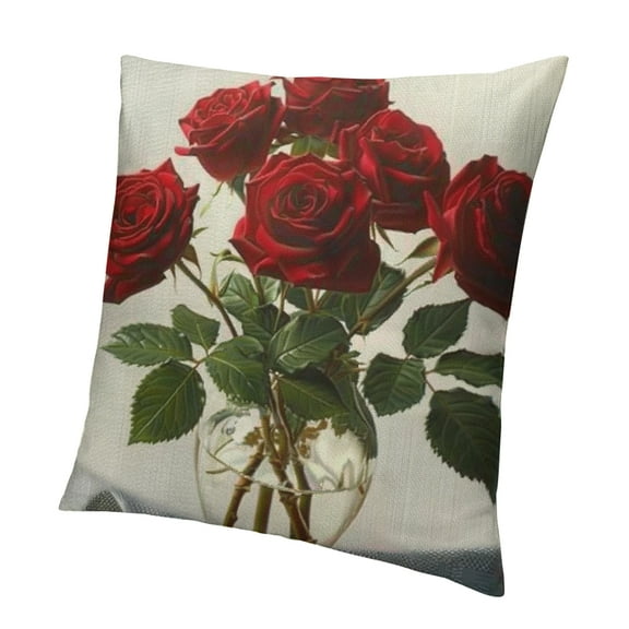 Patifu Three Dark Red Roses Pillow Covers Decorative Throw Pillow Covers Cushion Case for Sofa Couch 12x12in