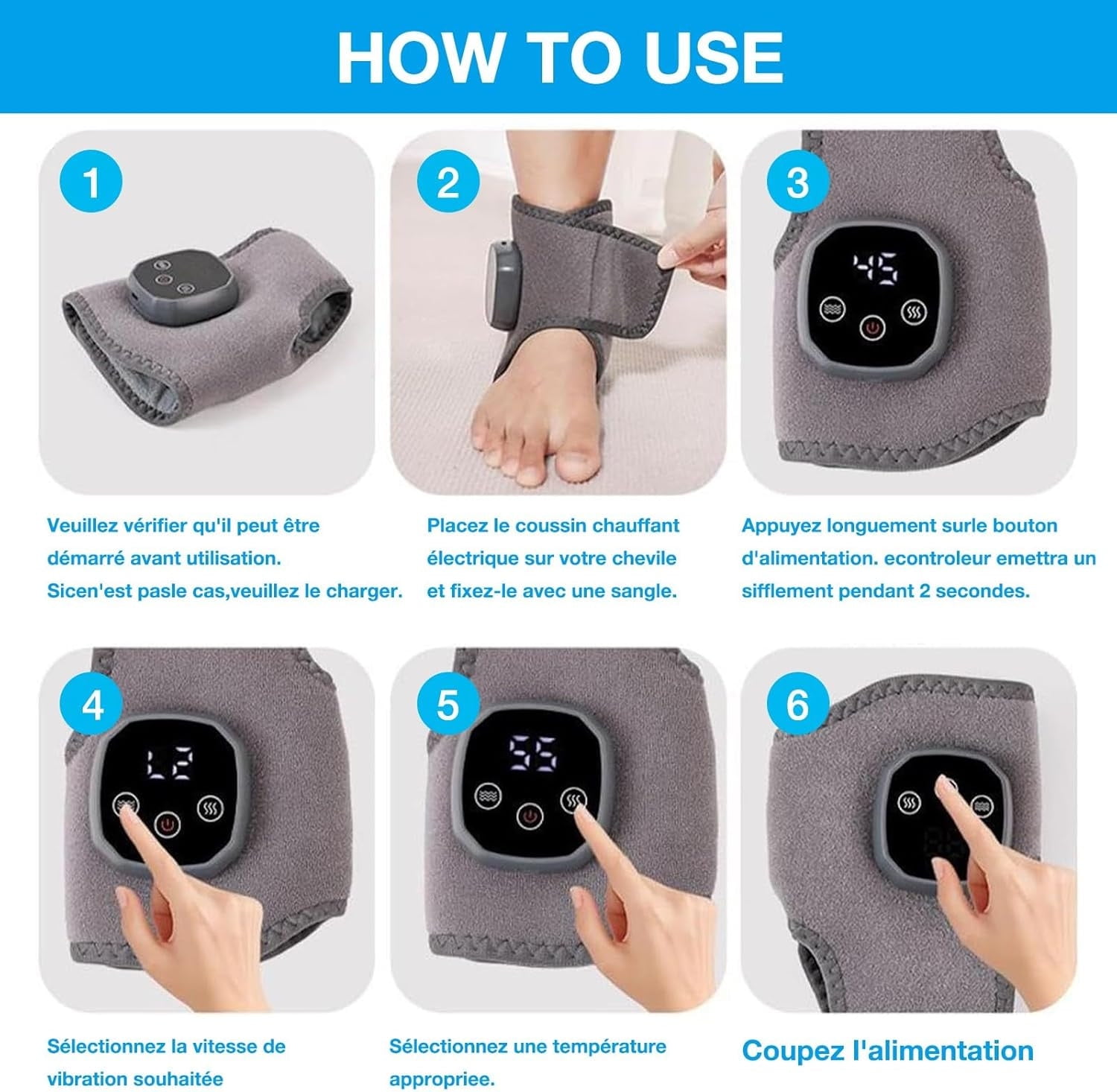 Lunxisen 4 Pcs Foot Renew Triple Method Massager, for Neuropathy, Wireless Portable and Adjustable Foot Massager for Home Heat Therapy, Shiatsu Kneading, Air Compression.(3in)
