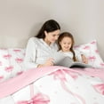 thumbnail image 4 of Manfei Cartoon Bowknot Bedding Comforter Set 7-Piece,Ribbon Bowtie Bow King Bedding Sets,Pink White Bed Sheets For Girls,Microfiber Bedroom Decor Reversible, 4 of 8