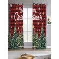 thumbnail image 2 of Red Plaid Christmas Sheer Curtains 84 Inch Length 2 Panels Set for Living Room/Bedroom, Xmas Tree Snowflake Checkered Winter Kitchen Curtains Grommet Semi-Sheer Curtains Window Treatments 52"x84"x2, 2 of 7