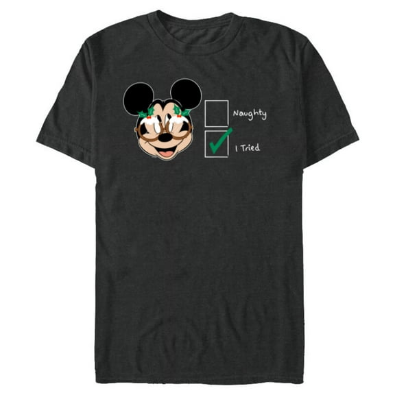 Disney Mickey Mouse Christmas I Tried Not to be Naughty - Short Sleeve Blended T-Shirt for Adults - Customized-Dark Heather