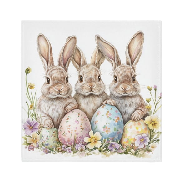 Satin Napkin Square 20 Inches Soft Smooth Decorative Napkins for Party Wedding Banquet and Dinner Three Cute Bunnies