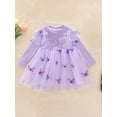 thumbnail image 2 of Bagilaanoe Toddler Baby Girl Party Dress Butterfly Print Long Sleeve A-line Princess Dresses 9M 12M 18M 24M 3T 4T Kid Fall Patchwork Tulle Skirt, 2 of 8