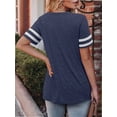 thumbnail image 4 of Casual V Neck Loose Fit Women Summer Short Sleeve Tunic Tops, 4 of 4