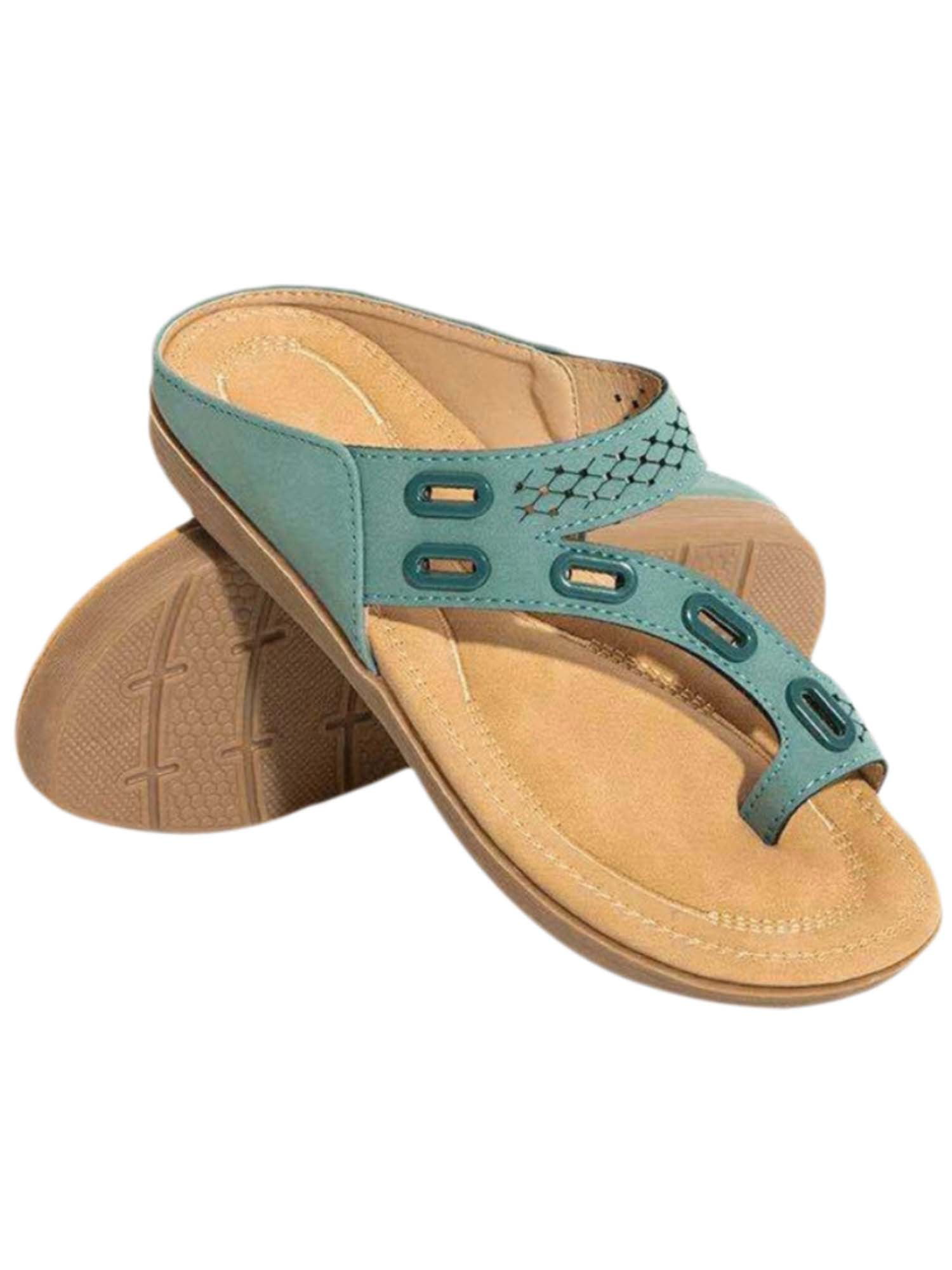 Women Summer Orthopedic Comfy Slippers Flat Flip Flops Beach Sliders Shoes Size 