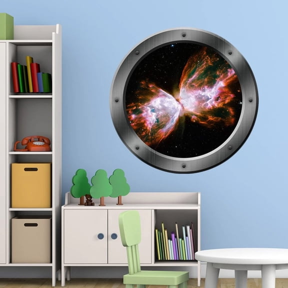 VWAQ Outer Space Porthole Window - Universe Wall Art Decal, Space Nebula Decor PS9