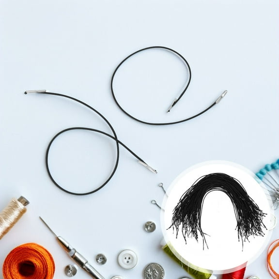 GOOHOCHY 100pcs Elastic String Elastic Barbed Cord Stretch Band with Metal Ends Elastic Cord String with Metal Barbs Fastener for Party Hat Masks Badges Signs Book Binding Elastic Cord Black