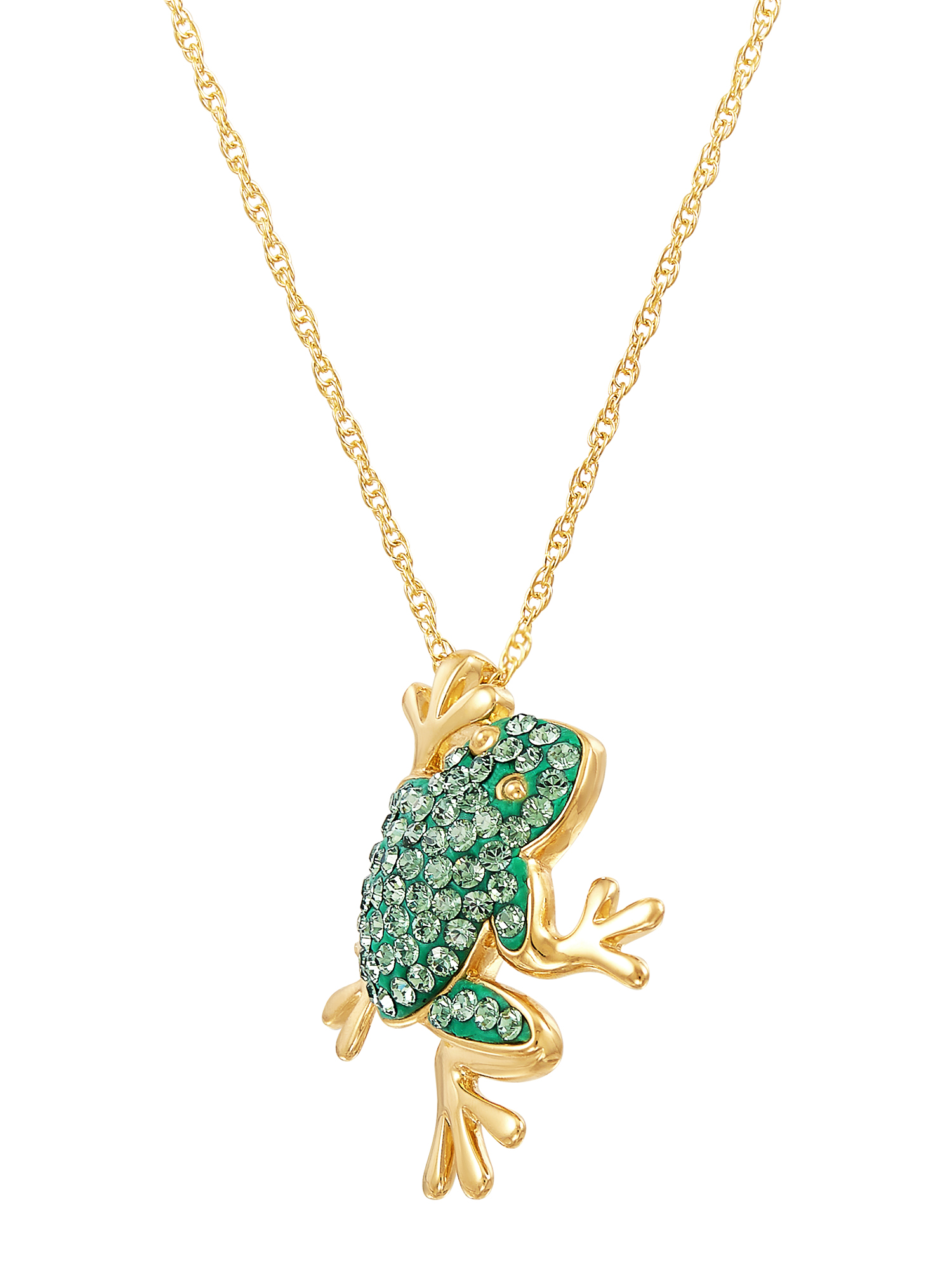 Brilliance Fine Jewelry 18kt Gold over Sterling Silver Frog Pendant made with Crystals, 18" Necklace - image 3 of 4