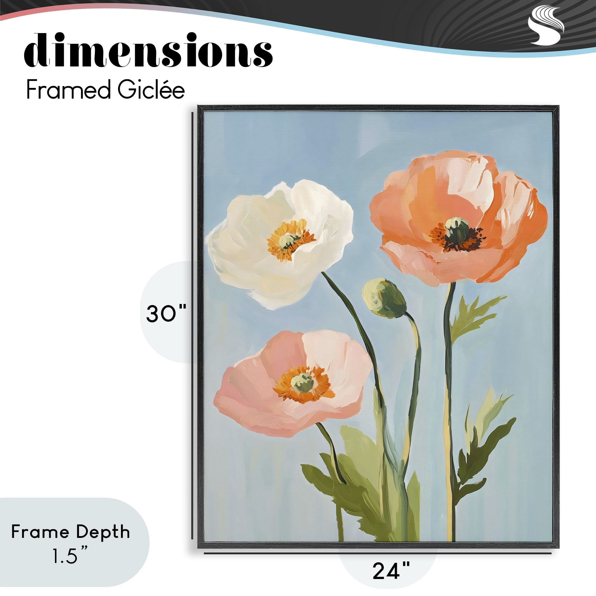 Stupell Industries Pastel Poppy Blooming Trio Black Framed Giclee Art, design by The Prints Vibe