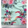 thumbnail image 1 of Soimoi Green Rayon Fabric Leaves & Ranunculus Floral Fabric Prints By Yard 56 Inch Wide, 1 of 3