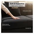 thumbnail image 2 of (Sofa with 2Pillow) 82.67" Modern Velvet 3-Seater Sofa｜Vertical Channel Tufted Backrest｜Gold Metal Legs｜Chesterfield Style｜Black Couch for Living Room with 2 Pillows (Black), 2 of 11
