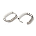 thumbnail image 2 of 10pairs 304 Stainless Steel & Enamel Hoop Earrings for Women Rectangle Stainless Steel color White 20.5x16x3mm, 2 of 2