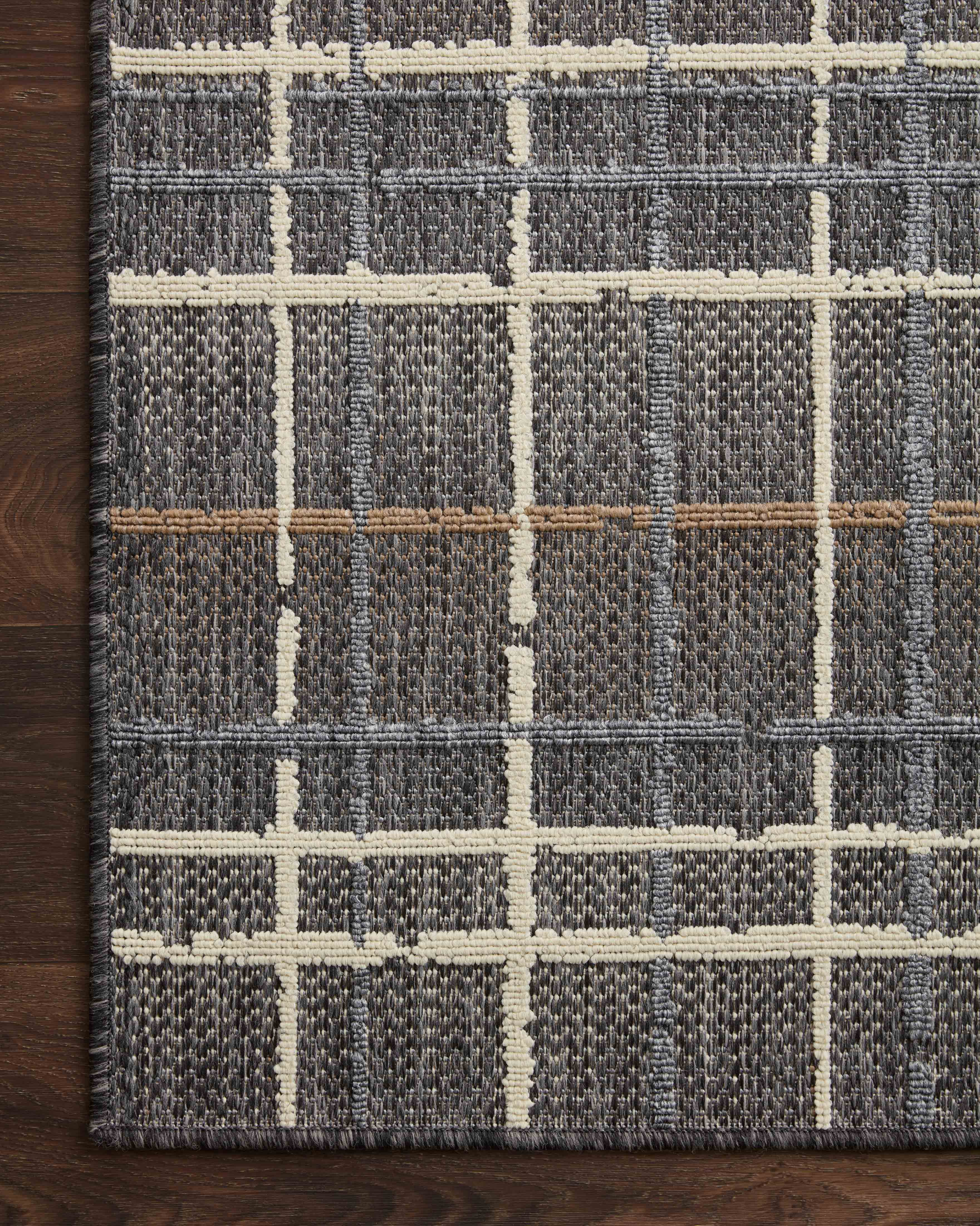 Indoor Outdoor Loloi Rainier Charcoal / Multicolor 18" x 18" Sample Rug