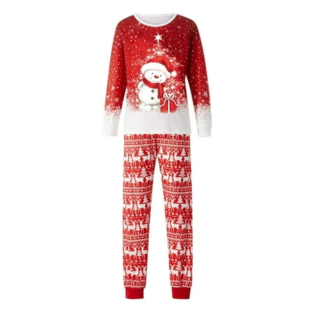 

Youmylove Women Christmas Snowman Printed Long Sleeve Tops And Pants 2Pcs Set Outfits Family Pajamas Sleepwear Clothes