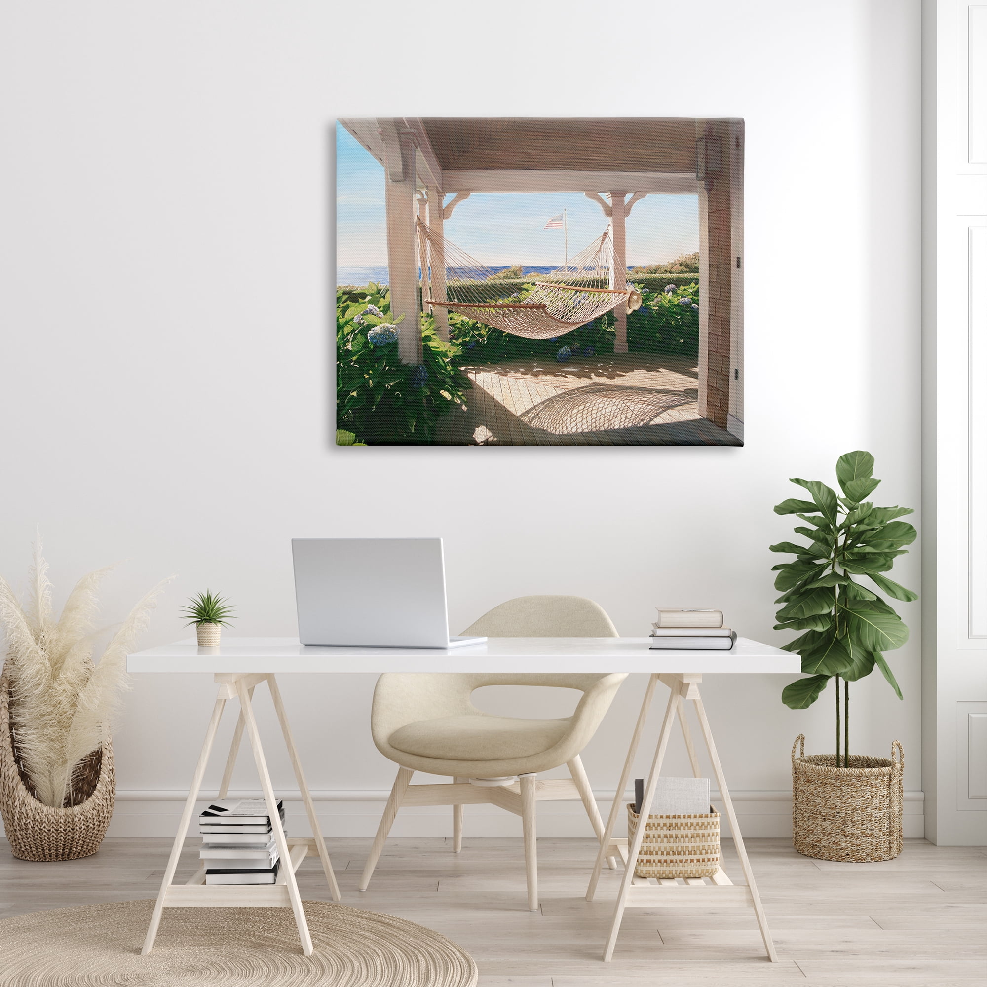 Stupell Industries Tranquil Hammock Warm Sunlit Porch Rural Garden Painting Gallery Wrapped Canvas Print Wall Art, Design by Tom Mielko