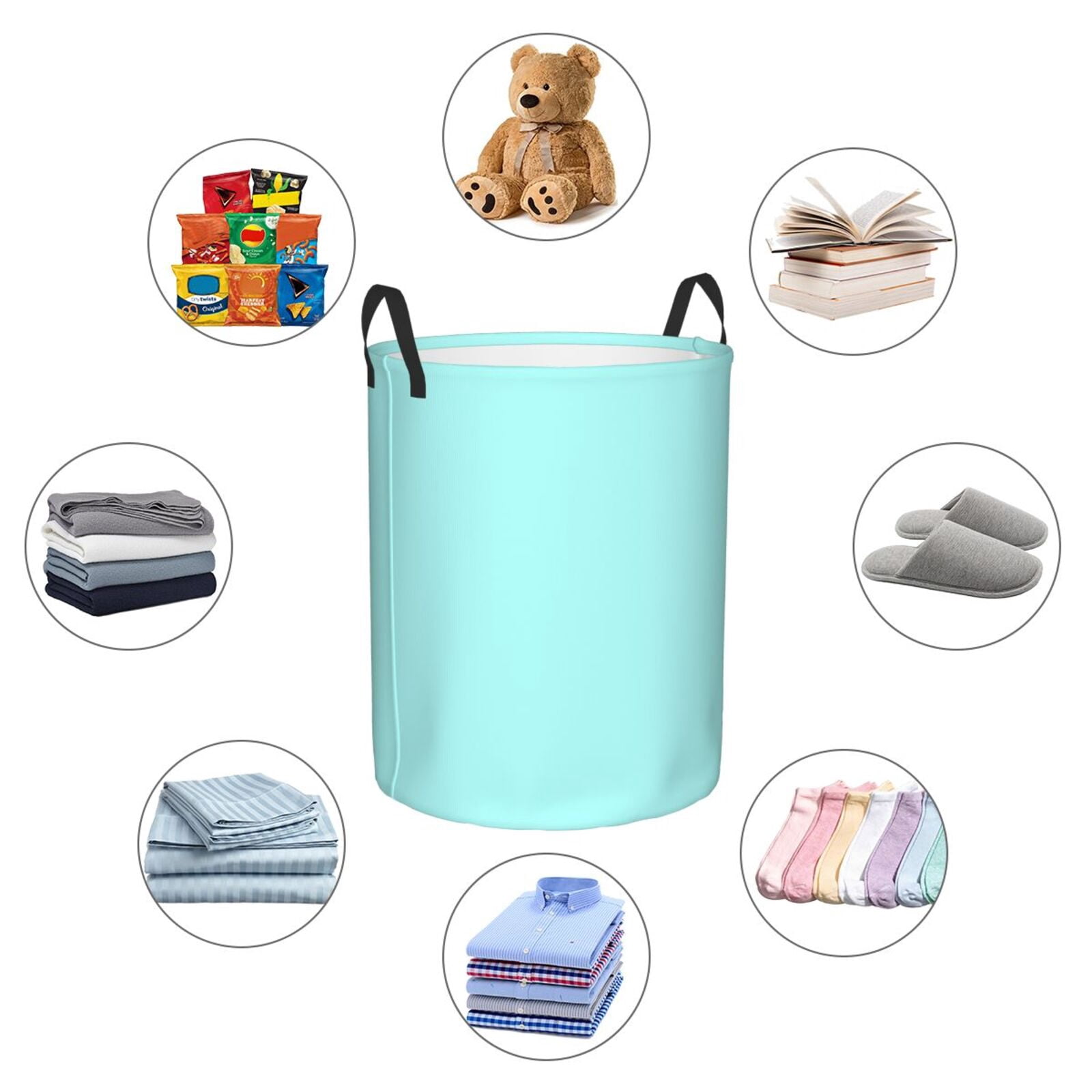 Large Laundry Basket with Handles - light-aqua Kids Baby Dirty Clothes Laundry Hamper for Bedroom Aesthetic