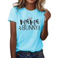 thumbnail image 1 of WEAIXIMIUNG T-Shirt Imprimé Lapin de Pâques pour Femmes Manches Courtes Col Rond Haut Décontracté Slim, 1 of 4