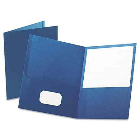 UPC: 0078787575028 | Oxford Twin-Pocket Folder  Embossed Leather Grain Paper  0.5  Capacity  11 x 8.5  Blue  25/Box