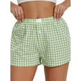thumbnail image 2 of Women Y2k Gingham Cute Pj Short Pants Plaid Lounge Shorts Sleep Bottoms Elastic Boxers Streetwear Green L, 2 of 8