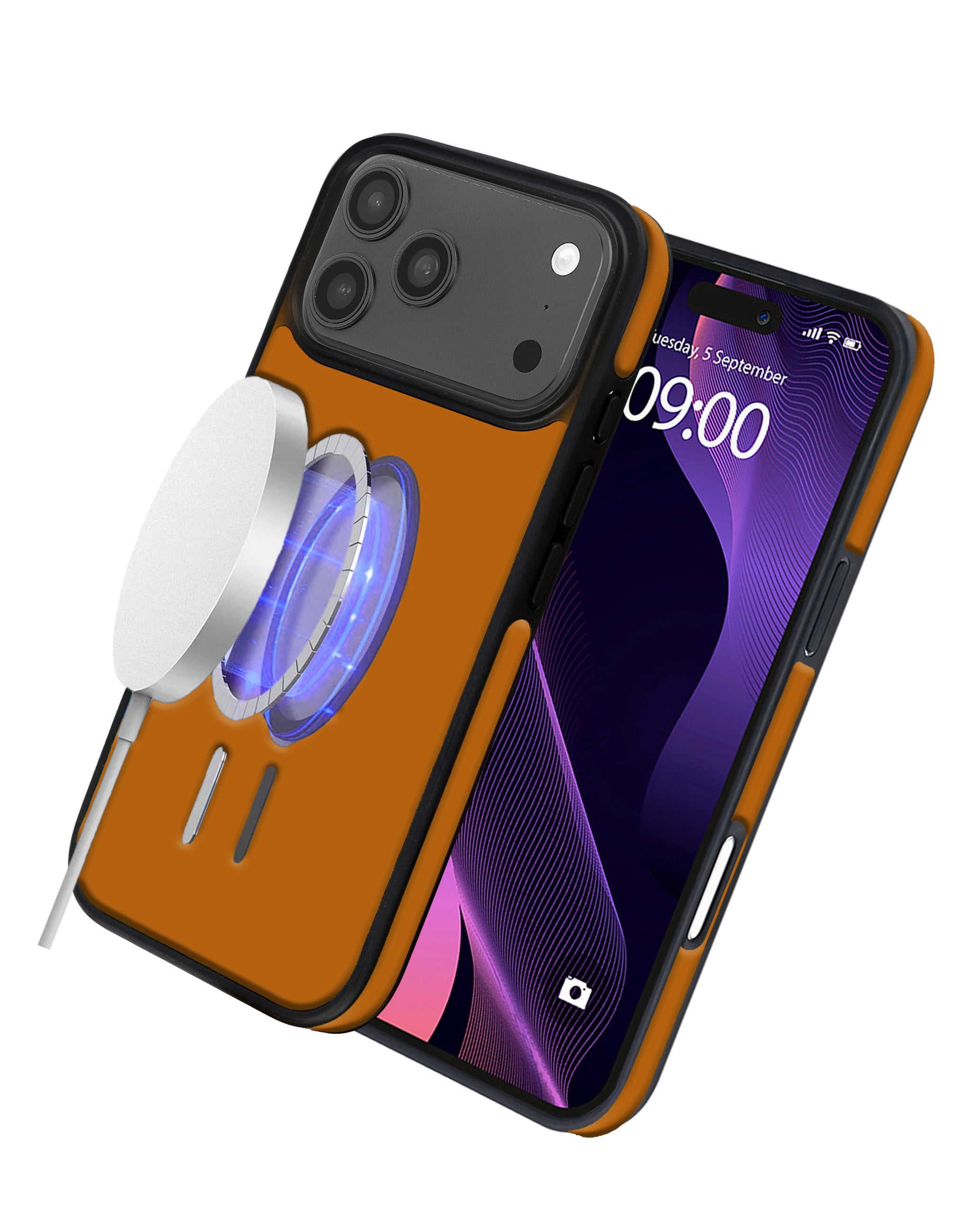 Wireless Charging Clear Case with IC Chip for iPhone 17 Pro Max - Orange