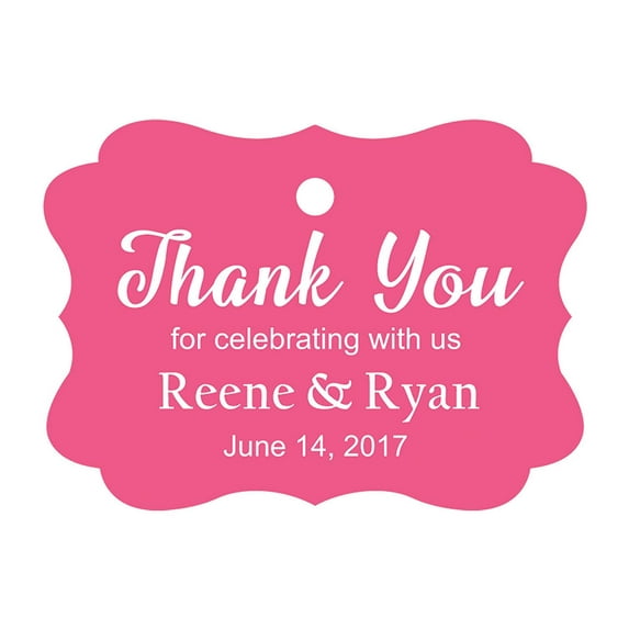 100 PCS Custom Wedding Favor Hang Tags Thank you for celebrating Personalized Paper Tags