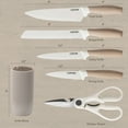thumbnail image 2 of Carote 6Pcs Knife Set with Universal Block, Ceramic Coating, Stainless Steel Blade, Khaki, 2 of 8