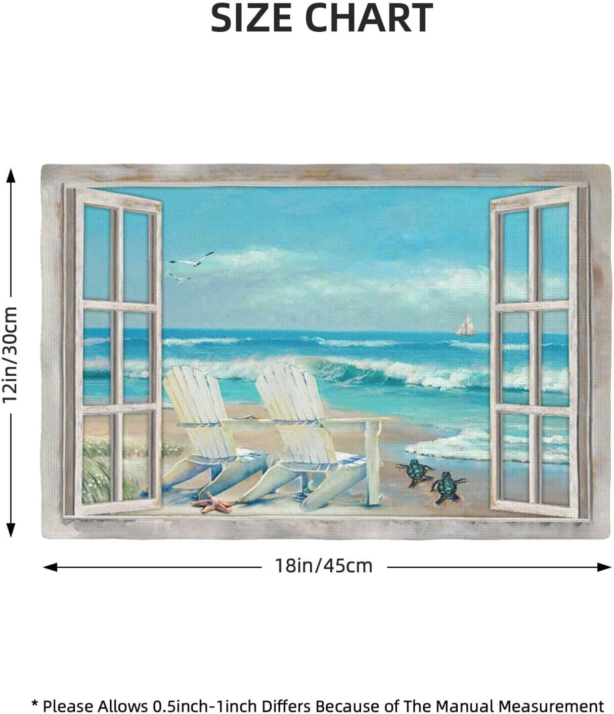 Coastal Beach Placemats Set of 6 Seascape Ocean Table Mats Washable Place Mats for Home Party Indoor Kitchen Dining Table Decoration 12x18 Inch