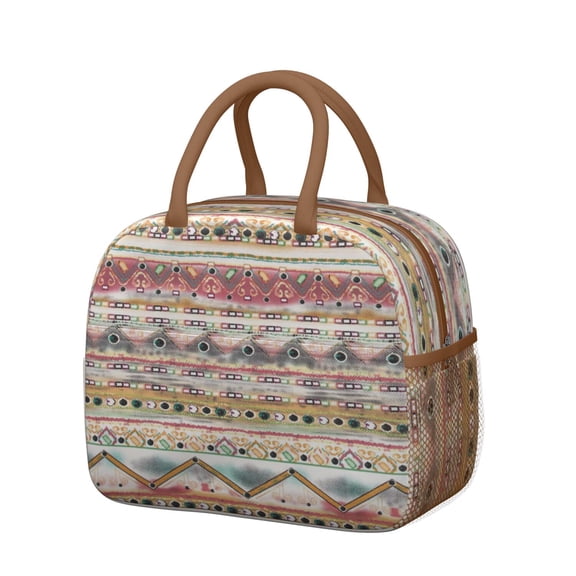 Abstract Geometric Lunch Box - Insulated & Durable, Perfect for Office & Travel (Tribal Patterns)