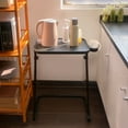 thumbnail image 2 of Homy Casa Folding Microwave Stand with Adjustable Height and Built-In Cup Holder, Matte Black, 2 of 11