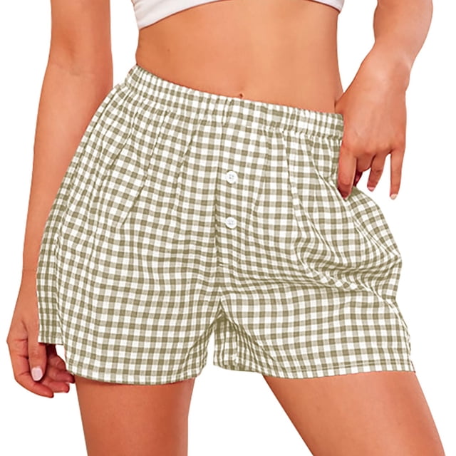 Shorts PRETTYGARDEN 2025 Verano Pijama Cuadros XL