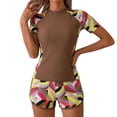 thumbnail image 5 of Qingpeng Women's Two Piece Swimsuit Rash Guard Short Sleeve Swim Shirts Swimsuit with Boyshorts, 5 of 5