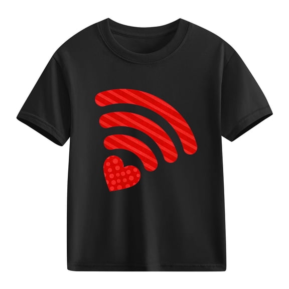 hengsof Kids Crewneck Short Sleeve Graphic Tees Cute Print Shirts Cotton Summer Outfits