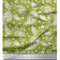 thumbnail image 1 of Soimoi Green Modal Satin Fabric Floral & Paisley Decor Fabric Printed Yard 42 Inch Wide, 1 of 3