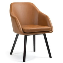 Set of 2 Adaya Cappuccino Faux Leather Arm Chair with Beech Legs