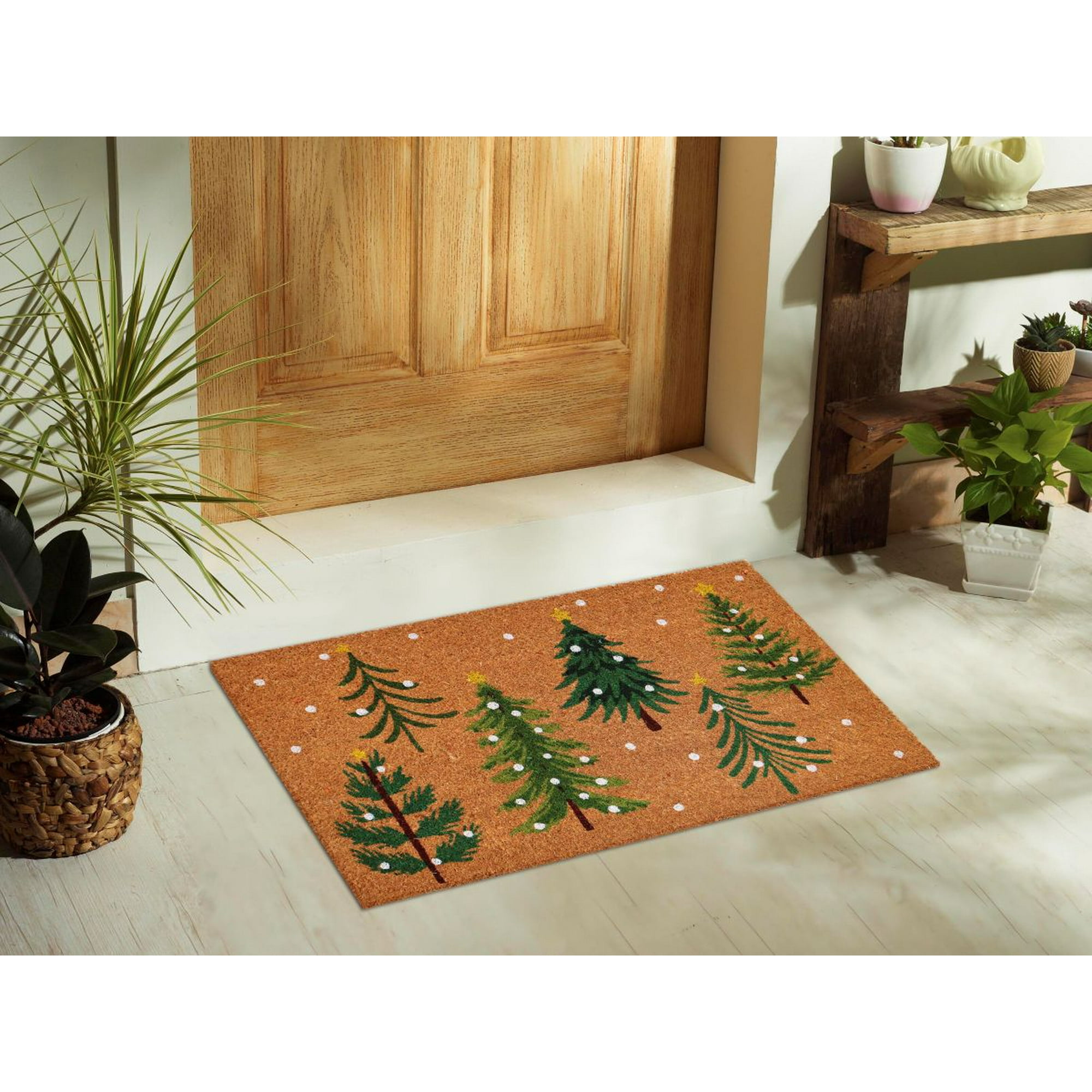 Holiday Time Winter Tree Coir Fiber Doormat 18"x30"