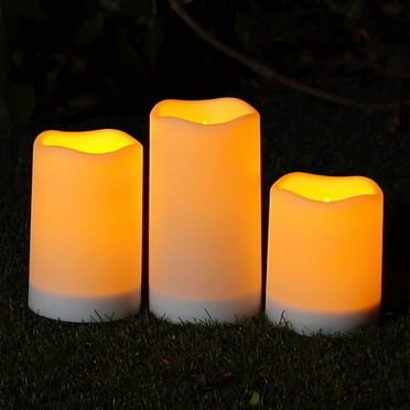 Homemory Solar Candles Outdoor Waterproof, Dusk to Dawn, Rechargeable Candles, Solar Powered Candles for Outside, Lanterns, Sensor Only, Set of 3