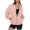 Light Pink, variant on Womens Zip Front Sweatshirt Long Sleeve Stand Collar Jacket Drop Shoulder Ribbed Pocket Outerwear Light Yellow S