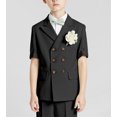 thumbnail image 2 of Boys 2-Piece Double Breasted Suit Set: Blazer & Shorts for Wedding Prom Slim Fit Peak Lapel Lightweight, 2 of 6