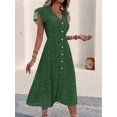 thumbnail image 6 of Elegant Summer Dresses for Women: Casual Boho Floral Midi Dress with V-Neck and Button Down Design Green XXL, 6 of 8