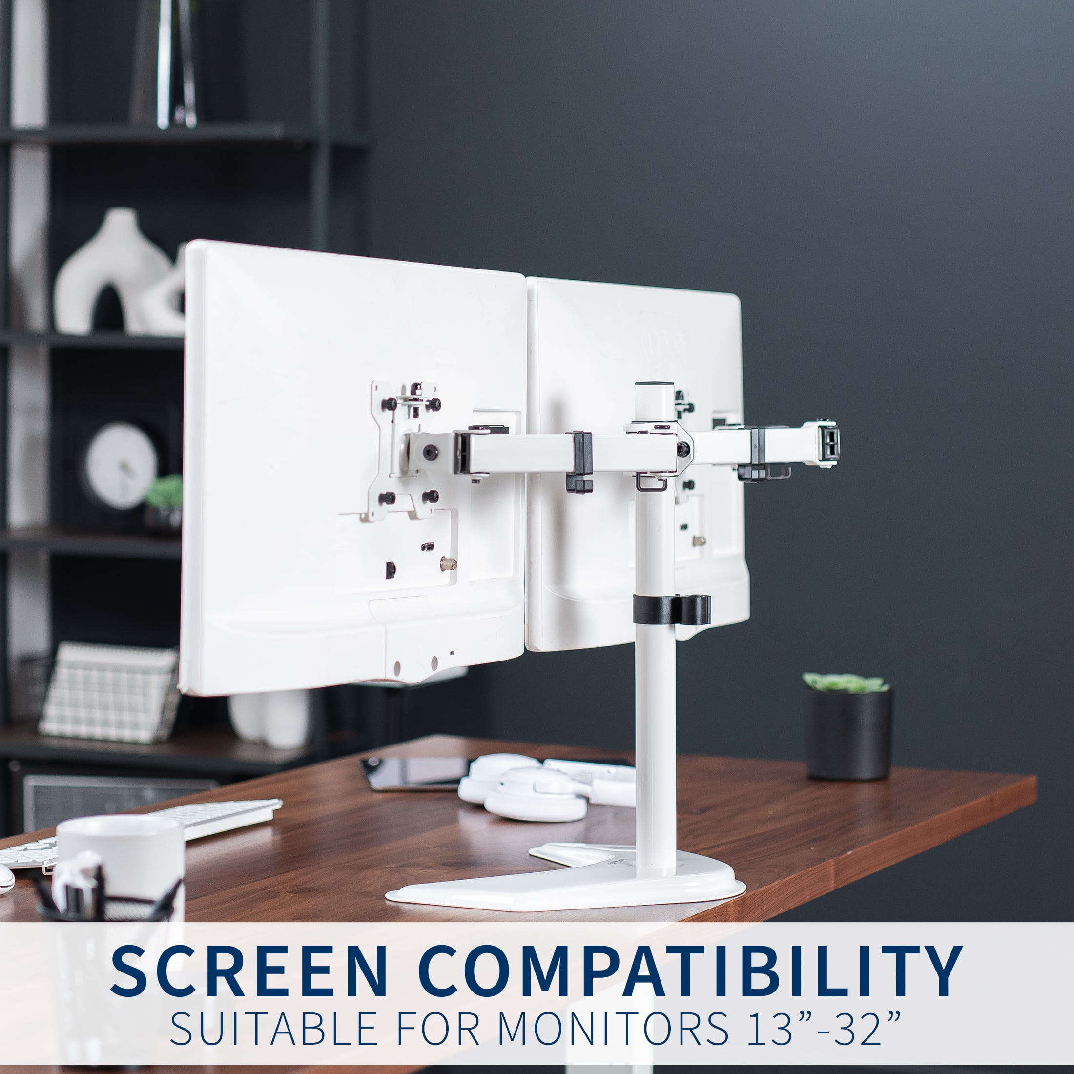 VIVO White Dual Monitor Articulating Desk Stand Mount, Fits Up to 32" Screens