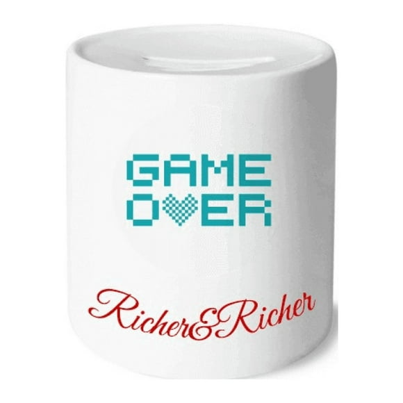 Blue Game Over Pixel Art Deco Fashion Rich and Rich Bank Saving Box Coin