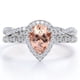 thumbnail image 1 of Conjunto Boda Halo Pavé Cruzado Filigrana Art Deco Morganita y Moissanita Almendra 1,5 ct JeenMata Baño Oro Blanco 18 K sobre Plata, 1 of 6