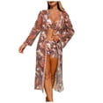 thumbnail image 1 of DAFEI Women's 3 Pieces Bikini Set Geo Print Bathing Suit Drawstring Swimsuit with Cover Ups Kimono, 1 of 4