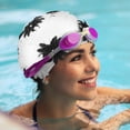 thumbnail image 2 of Mujeres Doble de doble capa Pearl Flower Capa de natación Sombrero de natación para rafting al aire libre, 2 of 5