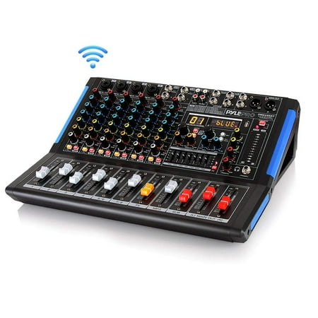 - 8-Channel Bluetooth Studio Audio Mixer - DJ Sound Controller Interface w/ USB Drive for PC Recording Input, XLR Microphone Jack, 48V Power, RCA Input/Output for Professional and Beginners - PMXU88BT