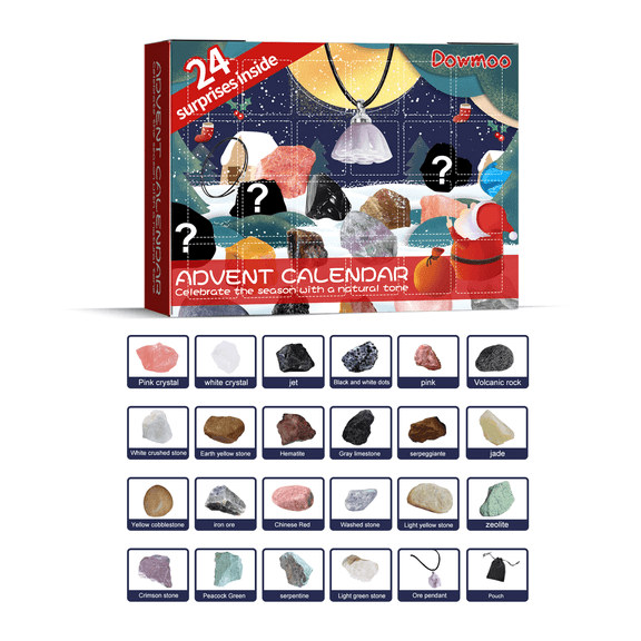 Downoo Christmas Advent Calendar Mineral Blind Box 24 Pieces