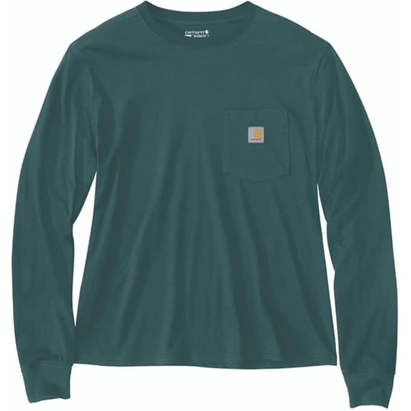 Carhartt Women's Tencel Fiber Series Loose Fit Long-Sleeve Pocket T-Shirt, Greenstone, 2X