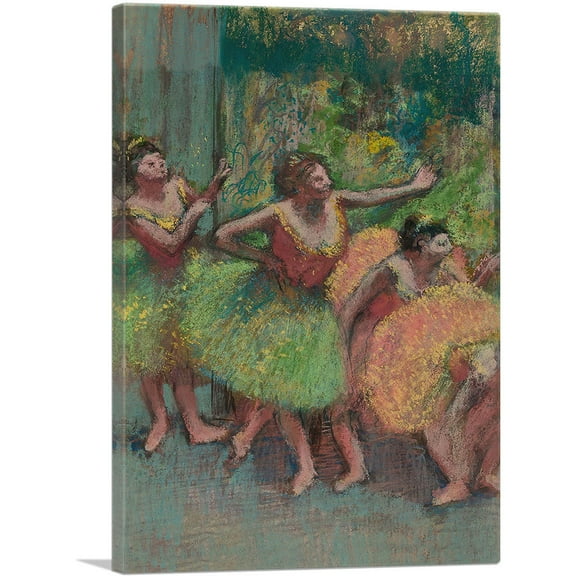 ARTCANVAS Dancers in Green and Yellow 1903 Canvas Art Print by Edgar Degas - Size: 26" x 18" (0.75" Deep)